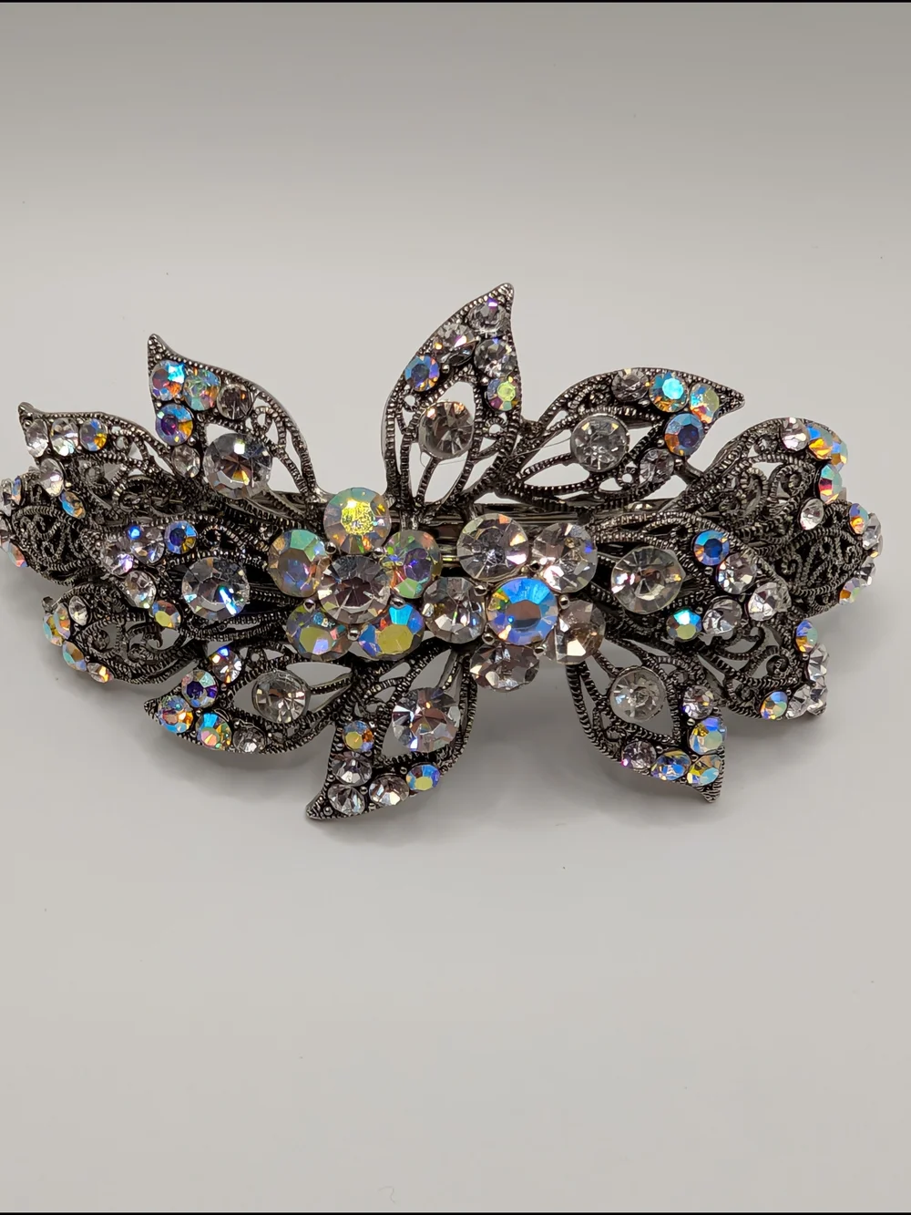 SOHO AB Aurora Borealis Crystal Rhinestone Filigree Floral Statement Barrette